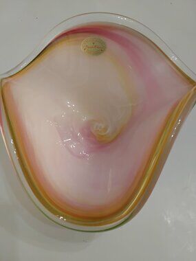 Vintage Crystal Clear "Murano Style" Art Glass Bowl – Made in Italy
